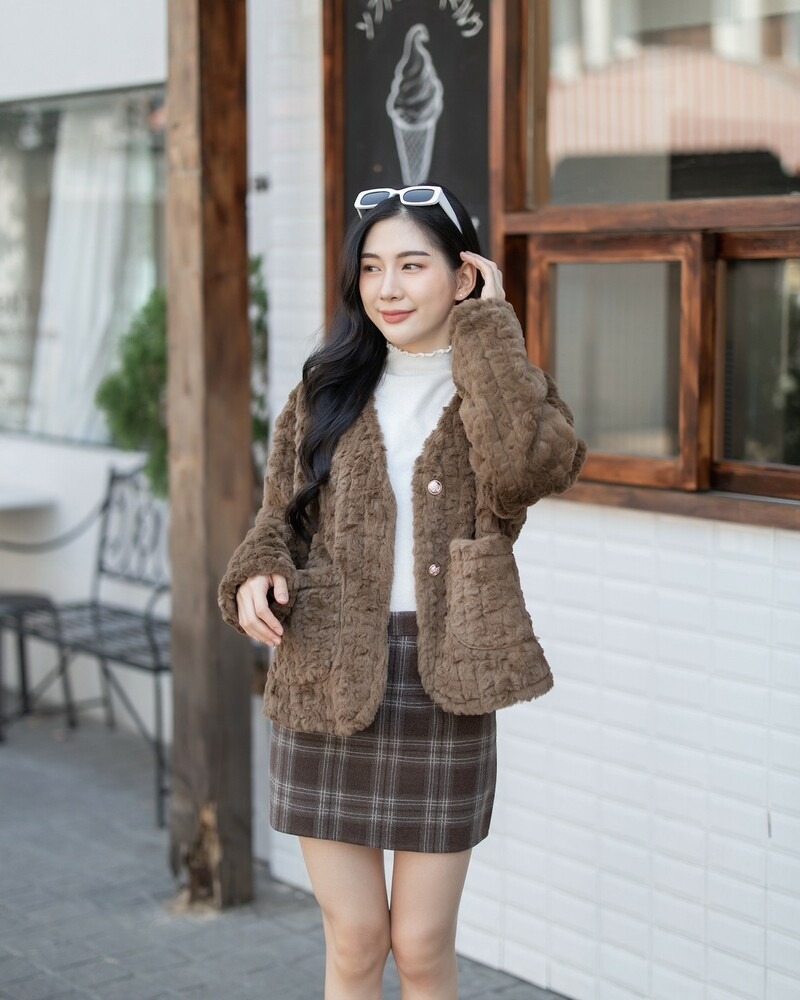 CO108 MINI FUR COAT เสื้อคลุมขนเฟอร์ - Image 2