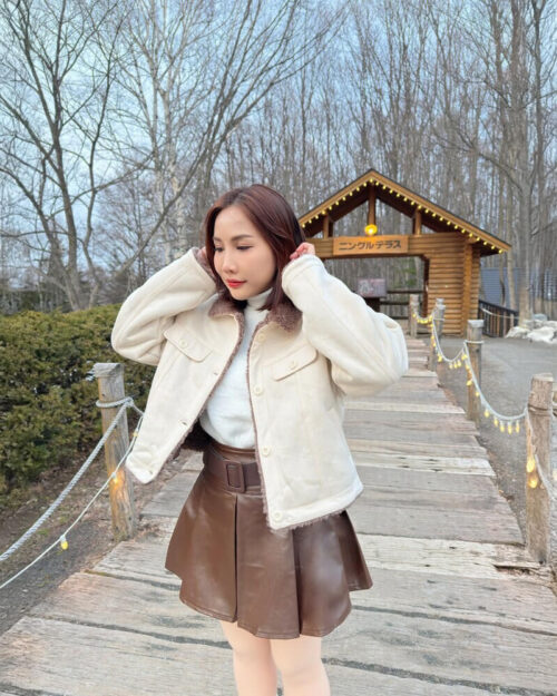 CO187 FURANO COAT แจ็คเก็ตกันหนาวหนังกลับบุขนแกะด้านใน