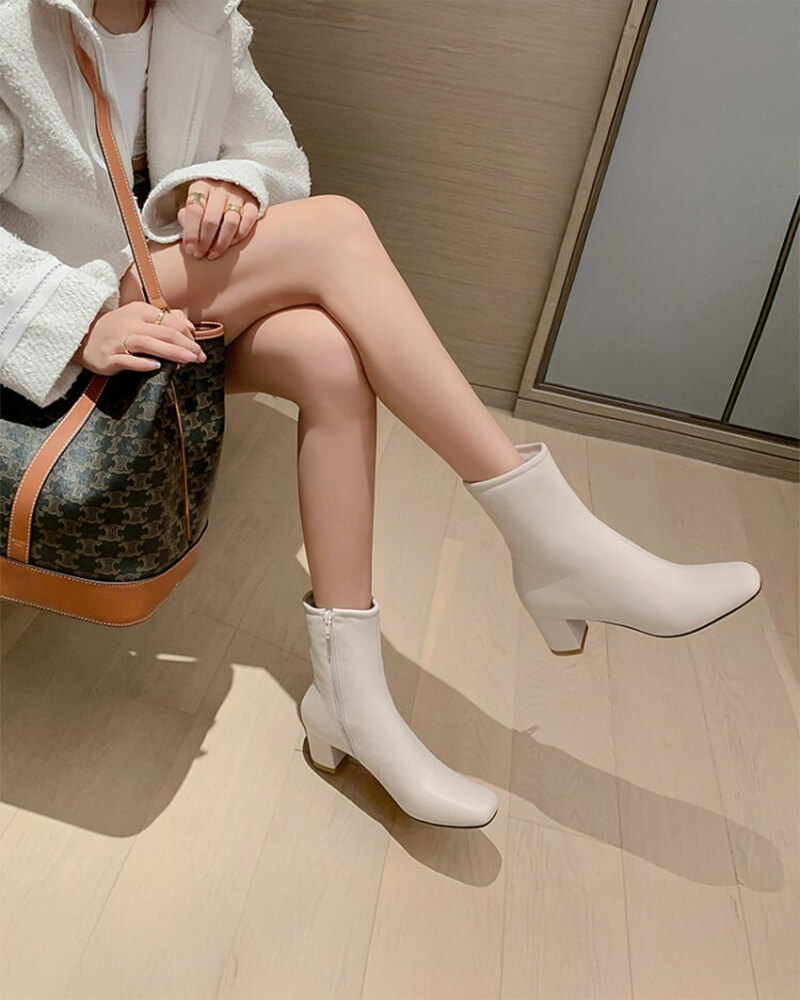 SH18 HEEL AND FUR BOOTS บูทส้นสูงลุยหิมะบุขนกันหนาว