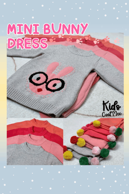 KS22 💖 MINI BUNNY DRESSเซ็ตมินิเดรส+ผ้าพันคอ สำหรับเด็ก