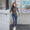 PT11 FUR DENIM(Slim Fit) กางเกงยีนส์ฟอกเอวสูงบุขนกันหนาว