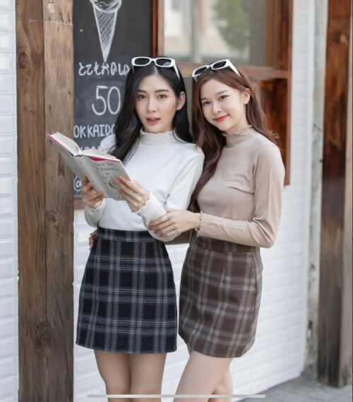 SK98 TARTAN SKIRT กระโปรงผ้าวูลลายสก็อต