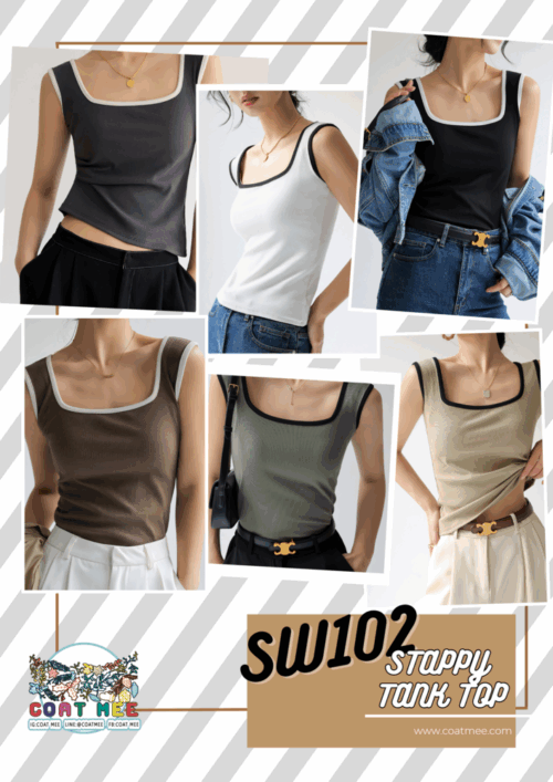 SW102 Strappy Tank Top เสื้อกล้ามผ้าร่องยืดคอเหลี่ยม
