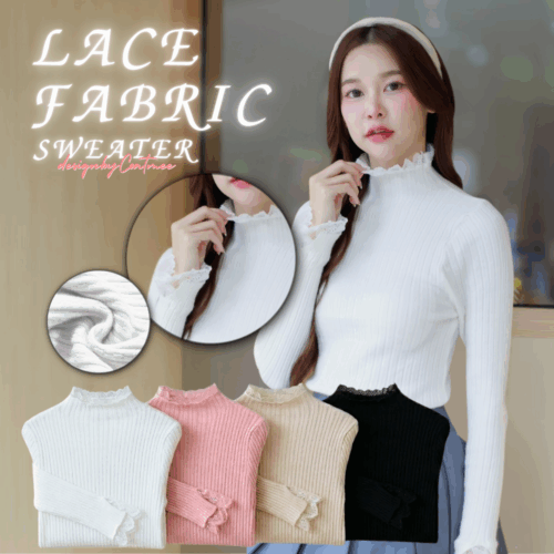 SW155 LACE FABRIC SWEATER สเวตเตอร์แต่งลูกไม้