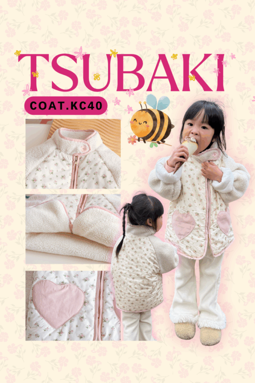 KC40 TSUBAKI COAT เสื้อโค้ทแต่งขนแกะลายดอกไม้ สำหรับเด็ก