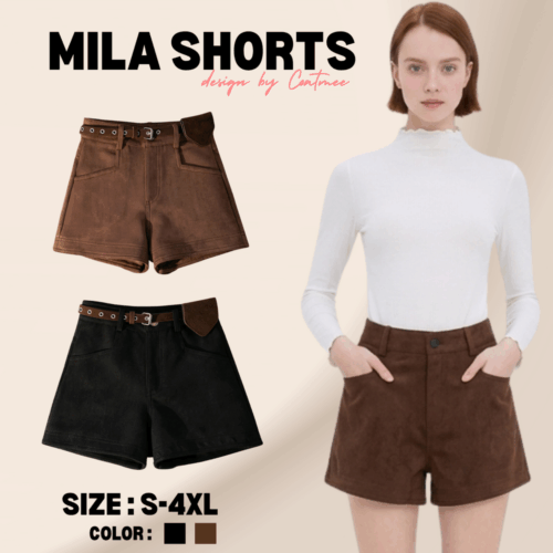 PT24 MILA SHORTS กางเกงขาสั้นผ้า Suede