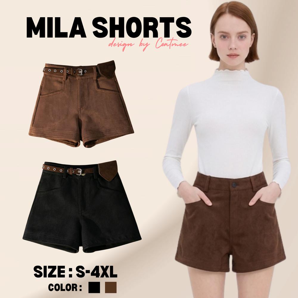 PT24 MILA SHORTS กางเกงขาสั้นผ้า Suede