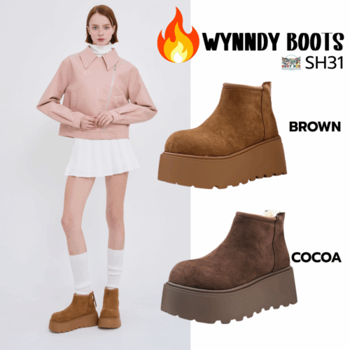 SH31 WYNNDY BOOTS รองเท้าบูทหนังกลับบุขน