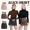 SK144 LEATHER SKIRT กระโปรงหนังมีกระเป๋า