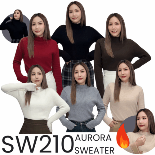 SW210 AURORA SWEATER สเวตเตอร์บุขนคอระบาย